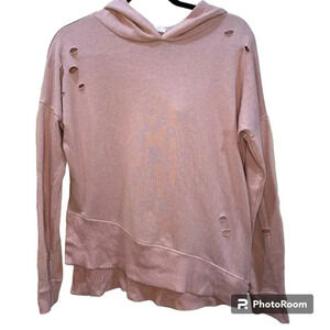 Nordstrom ABOUND Blush Pink Holey Distressed Super Soft Hoodie - size XS